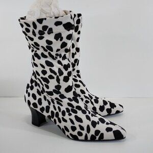 Proxy White and Black Fabric Stretch Animal Print Cowgirl Boots Size 7.5
